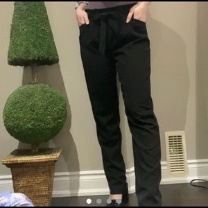 black straight leg pants